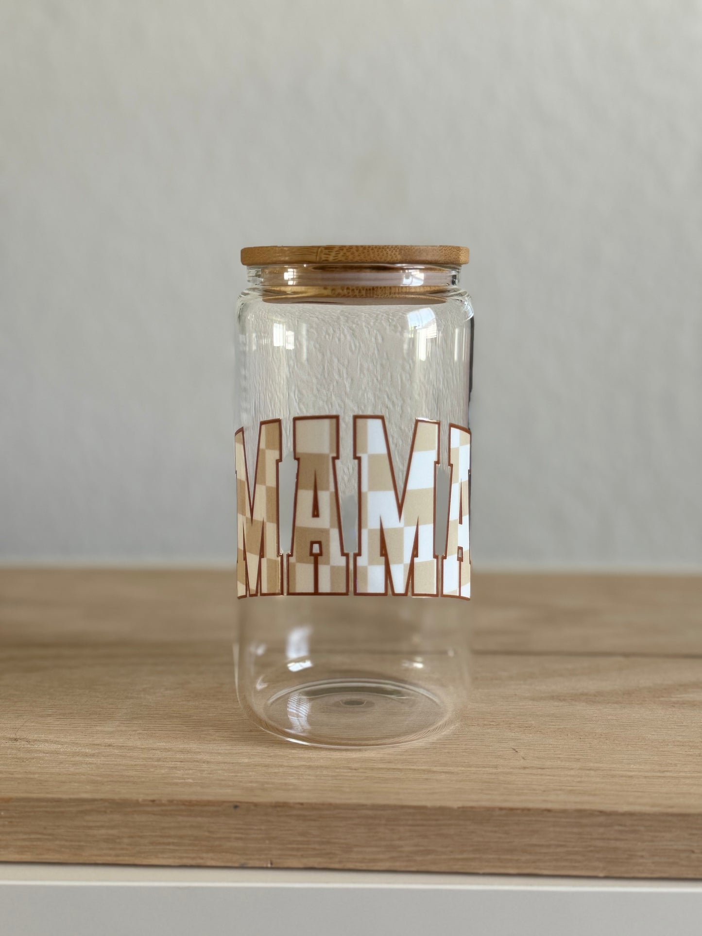 Mama Checkered -16oz Libbey Glass Can