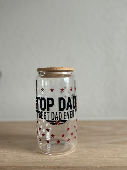 Top Dad - Best Dad Ever 16oz Glass Can