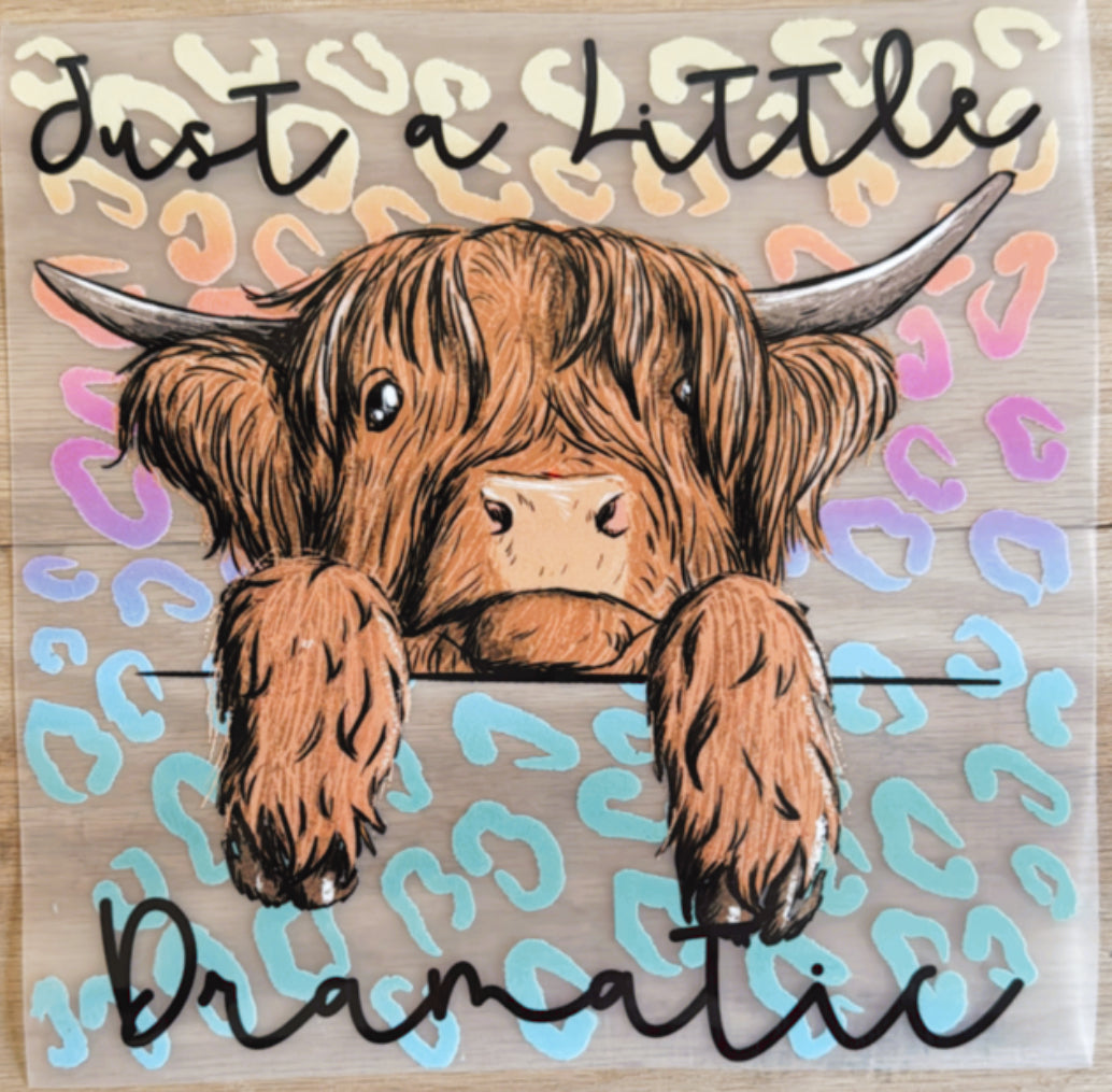 DTF Transfer - A Little Dramatic Cow (fits a youth size shirt)